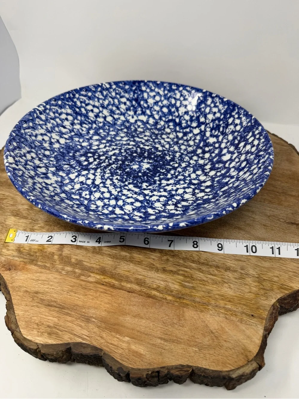 Roma Inc Hand Painted Italian Blue Nd White Speckled Ceramic Serving Pasta Bowl
